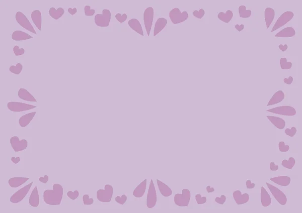 Fundo de borda roxo com amor e corações. Projeto de layout para — Vetor de Stock