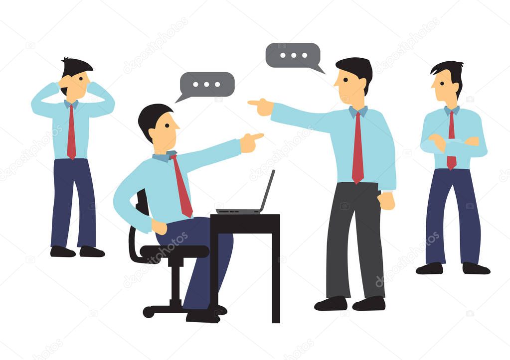 Two Businessman arguing in the office. Concept of workplace bull