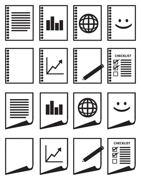 Minimalist Paper Vector Icon Set in Black and White — Stock Vector