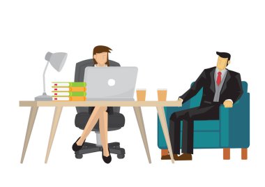 sekreteriyle konuşurken işadamı. 