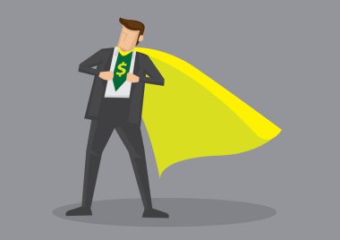 Finansal Süper Kahraman Vektör Çizgi Film Çizimi