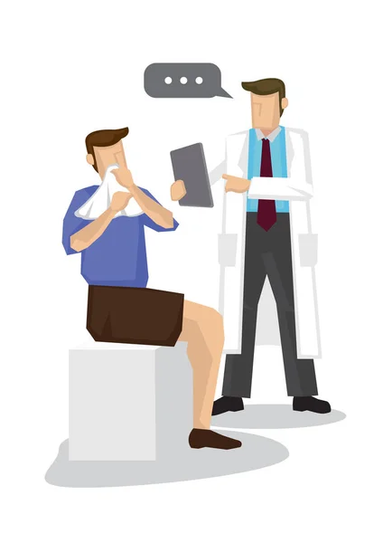 Docteur donnant des conseils à son patient ayant la grippe. Concept de santé — Image vectorielle