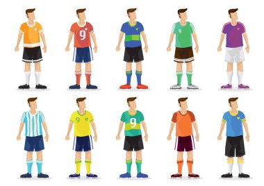 Farklı formalarda futbolcu ya da futbolcu koleksiyonu