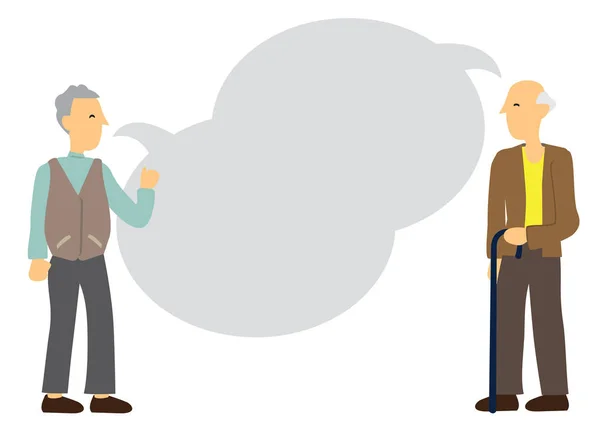 Two elderly friends talking with empty speech bubble. Concept of — Stock Vector