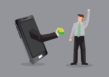 Para Kazanma Teknolojisi Çizgi Film Vektörü İllüstrasyonu