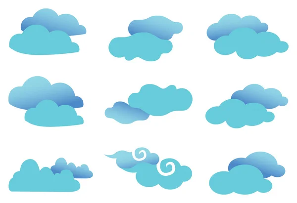 Cute Fancy Clouds Vector Design Element Set — Stock Vector