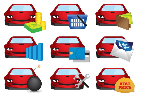 Conjunto de ícones da indústria automobilística — Vetor de Stock