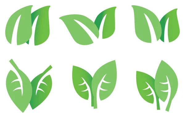 Groene bladeren vector icon set — Stockvector