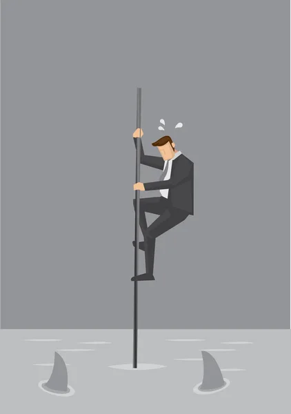 Businessman in Precarious Position Vector Illustration — 스톡 벡터