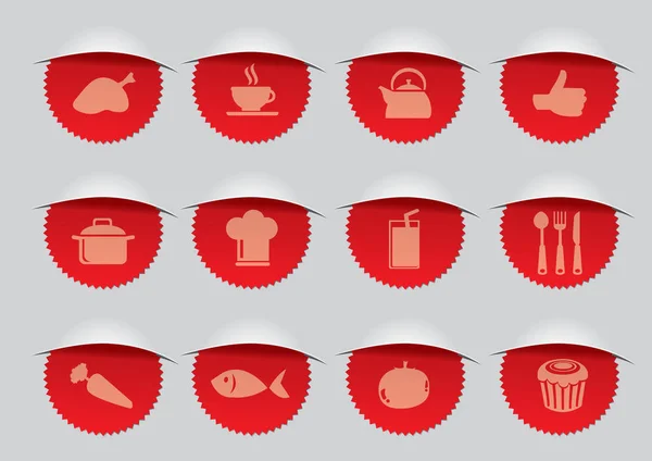 Sello rojo con iconos F & B Vector Illustration — Vector de stock