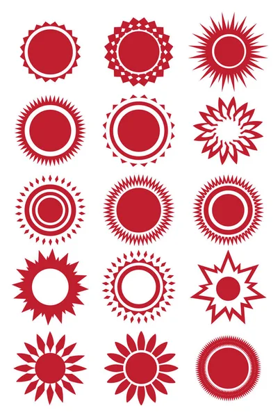 Red Sun Vector Icon Set — Stock Vector