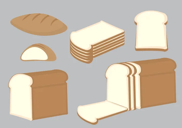 Σύνολο ολόκληρου ψωμιού και σιταριού που απομονώνονται σε γκρίζο φόντο — Διανυσματικό Αρχείο