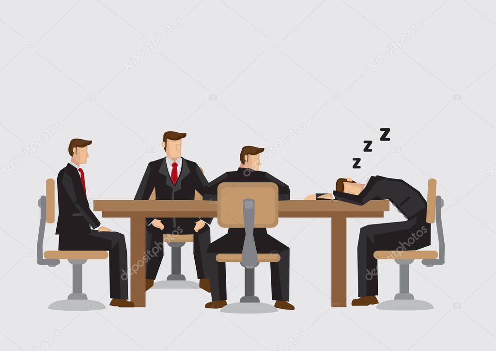 Falling Asleep During Business Meeting Cartoon Vector Illustrati