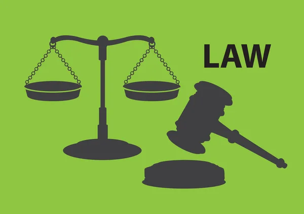 Hukuk ve Adalet Vektörü İllüstrasyonu için Denge Ölçeği ve Gavel — Stok Vektör