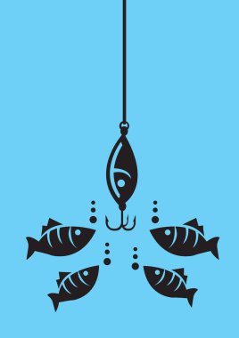 Balık Kancalarla Balık Yemine Bakıyor