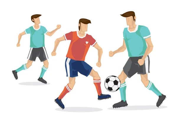 Jugador Profesional Fútbol Jugando Con Competidor Ilustración Plana Vector Dibujos — Archivo Imágenes Vectoriales