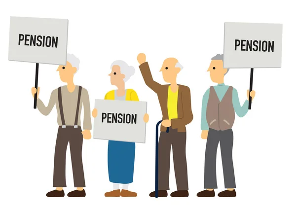 Grupo Manifestantes Com Conselhos Pensão Conceito Raiva Revolução Ilustração Vetorial — Vetor de Stock