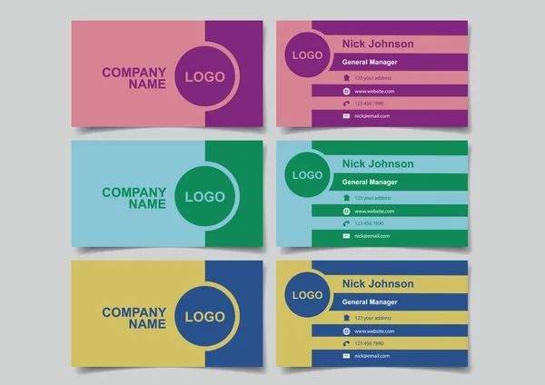 Firmanavn Kort Med Farvet Retro Design Til Business Branding Sæt – Stock-vektor