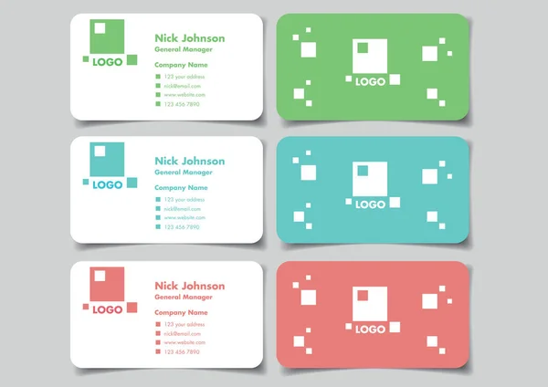Desenhos Simples Para Cartão Visita Cor Verde Azul Vermelho Ilustração — Vetor de Stock