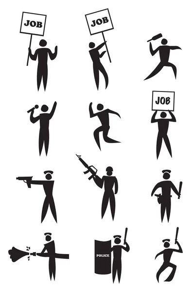 Ilustracja Wektorowa Ikony Człowieka Plakietką Pracy Stróżem Prawa Pojęcie Protestu — Wektor stockowy