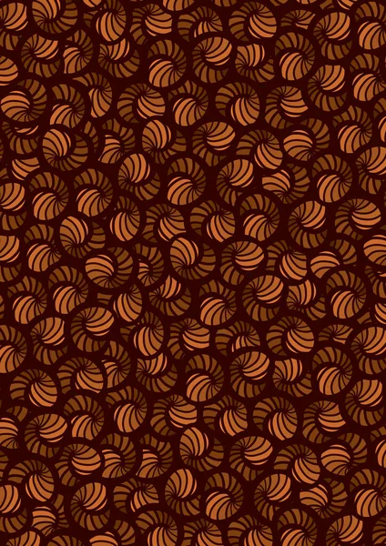 Decorative Vector Illustration Orange Seashells Pattern Black Outline Abstract Design — Stock Vector