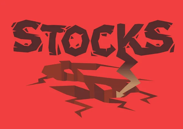 Broken Design Font Stocks Šipkou Dolů Narazil Země Červeném Pozadí — Stockový vektor