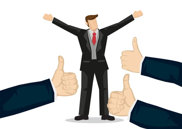 Businessman Getting Praises His Achievement Concept Hardwork Recognition Appreciation Flat — Stock Vector