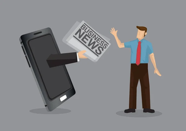 Arm Hand Phone Hands Papers Title Business News Cartoon Man — Stock vektor