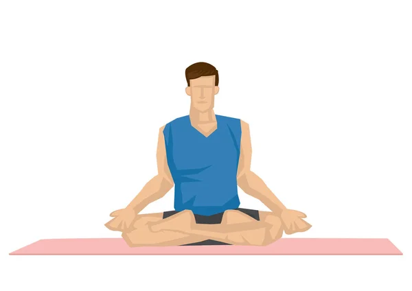 Illustrazione Uomo Forte Che Pratica Yoga Con Una Posa Loto — Vettoriale Stock