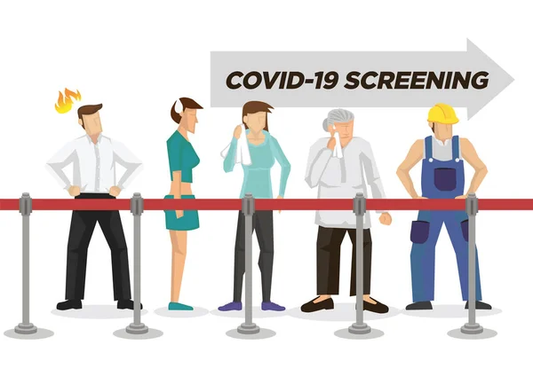 Les Gens Font Queue Attendent Faire Dépistage Coronavirus Concept Épidémie — Image vectorielle