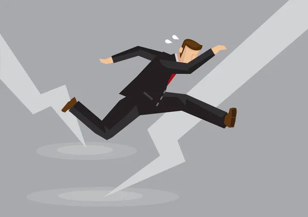 Creative Cartoon Vector Illustration Businessman Suit Attack Thunder Menggambarkan Konsep - Stok Vektor