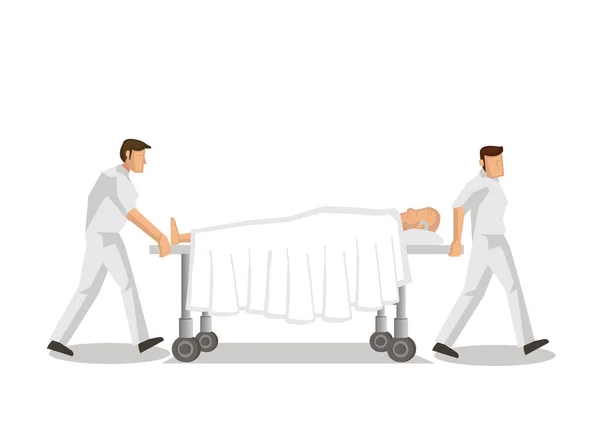医护人员在医院为一名严重受伤的长者推担架 拯救生命或紧急概念 矢量说明 — 图库矢量图片
