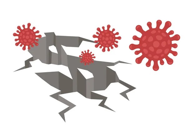 Rozbity Symbol Pieniądza Zakaźnym Koronawirusem Wyizolowanym Białym Tle Pandemia Zaraźliwego — Wektor stockowy