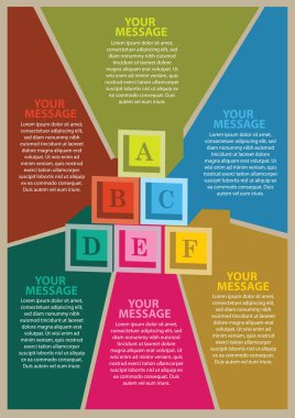 Metin için renkli ve alanı olan blokların yerleşim planı. Vektör illüstrasyonu.