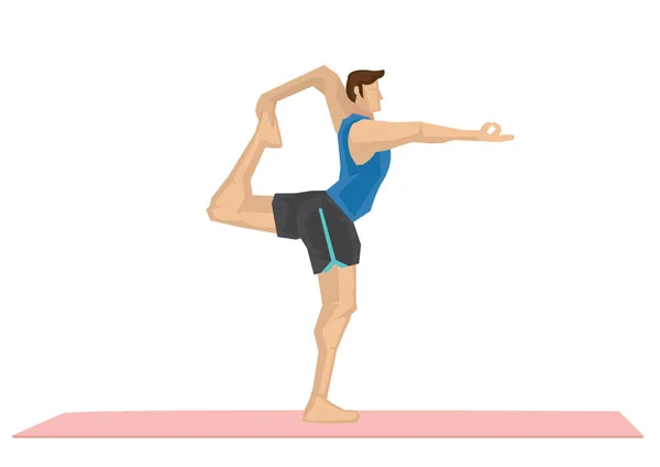 Ilustración Hombre Fuerte Practicando Yoga Con Una Pose Bailarina Concepto — Archivo Imágenes Vectoriales