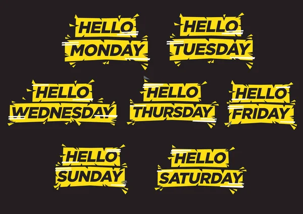 Дизайн Шрифту Днів Тижня Понеділок Вівторок Середа Четвер Ятниця Субота — стоковий вектор