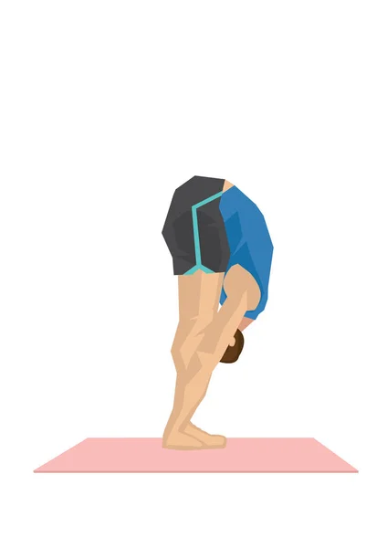 Illustration Eines Starken Mannes Der Yoga Mit Einer Tiefen Vorwärtsfaltenstellung — Stockvektor