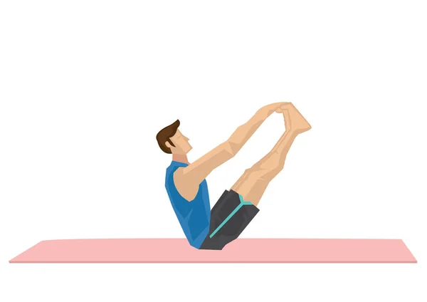 Ilustración Hombre Fuerte Practicando Yoga Con Una Pose Doble Puntera — Archivo Imágenes Vectoriales