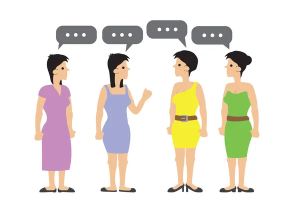 Glad Grupp Kvinnor Som Pratar Skvallrar Och Har Roligt Begreppet — Stock vektor