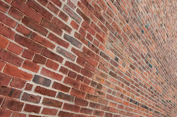Brick Wall Perspective Ένας Τοίχος Ανακατασκευασμένος Παλιά Τούβλα Σχηματίζει Ένα — Φωτογραφία Αρχείου