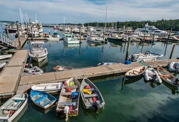 Maine Marina Boote Vieler Großer Und Kleiner Typen Versammeln Sich — Stockfoto
