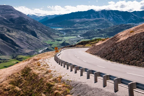 New Zealand Highway Scenic Road Passes Mountains Valleys North Queenstown — 스톡 사진