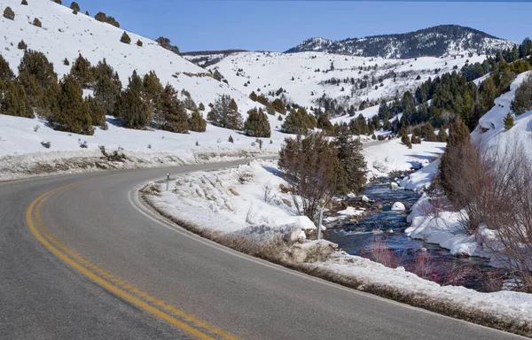 Utah Scenic Byway Vintern Logan Canyon National Scenic Byway Klättrar — Stockfoto