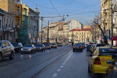 Sofya / Bulgaristan - Kasım 2017: Bulgaristan 'ın başkenti Sofya' daki Maria Luiza Bulvarı.