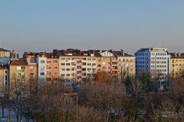 Vista balcone degli edifici nel centro di Sofia, Bulgaria . — Foto Stock