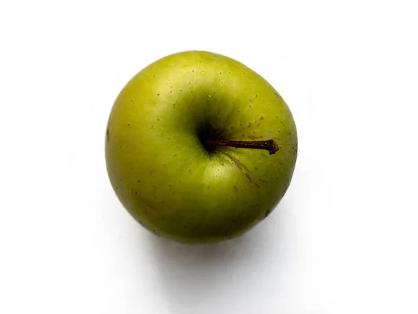 Vista Superior Fruta Manzana Verde Aislado Sobre Fondo Blanco —  Fotos de Stock