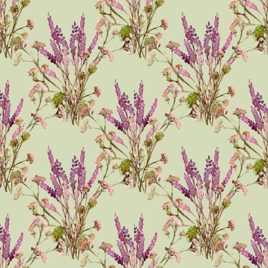Suluboya botanik dikişsiz lavanta deseni