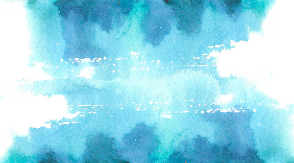 Watercolor abstract blue and turquoise background.