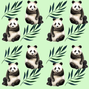 Suluboya el kusursuz panda deseni çizildi.