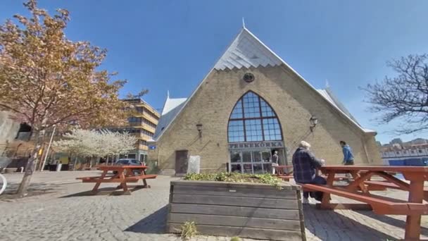 Feskekorka, Fish Market Hall, Gothenburg, Pan shot — Stock Video